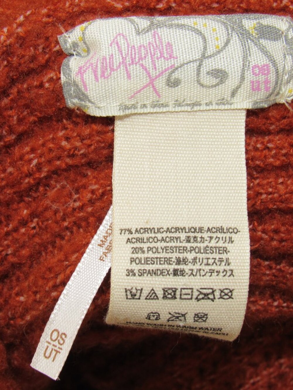 Free People Burnt Orange Blanket Scarf Ribbed Knit JADEN - Picture 5 of 5